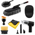 7 PCS Car Cleaning Kit with 3-in-1 Mini Vacuum Cleaner, Microfiber Cloth,Big Duster,Car Cleaning Sprey,Wheel Brush,AC Vent Brush&Interior Dust Brush