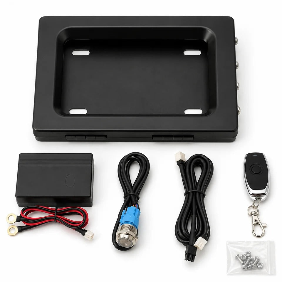 Stealth Motorcycle License Plate Curtain - Remote Control
