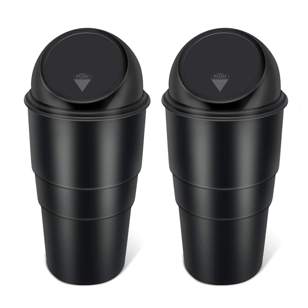 Car Dustbin 2 Pc – Bin for Car, Office, Home & Vehicle – Car Accessories, Portable Garbage Organizer with Lid, Small Trash Box for Table, Desk, Kitchen & Travel (Black)