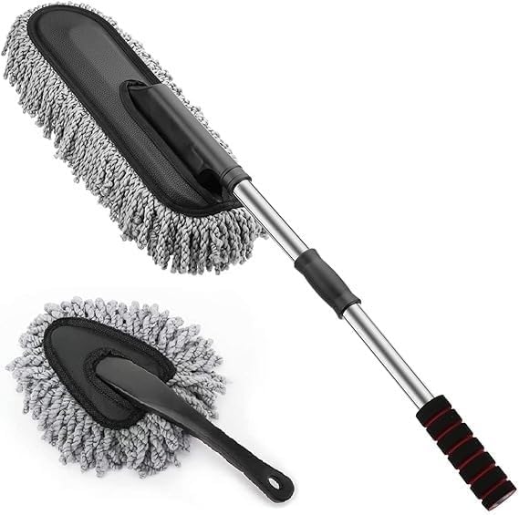 2 Pcs Soft Microfiber Duster with Extendable Handle Exterior Scratch Free Car Cleaning Tool, Car Duster Brush