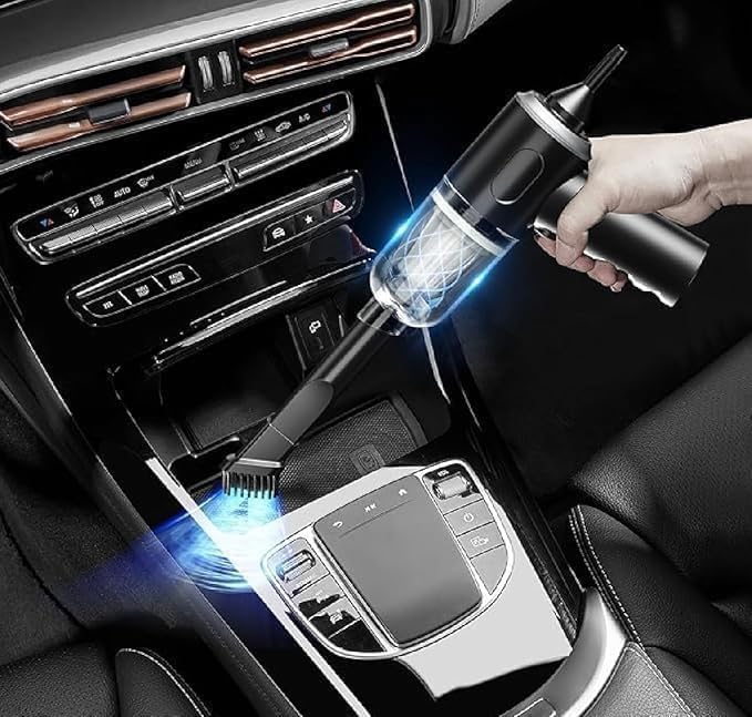7 PCS Car Cleaning Kit with 3-in-1 Mini Vacuum Cleaner, Microfiber Cloth,Big Duster,Car Cleaning Sprey,Wheel Brush,AC Vent Brush&Interior Dust Brush