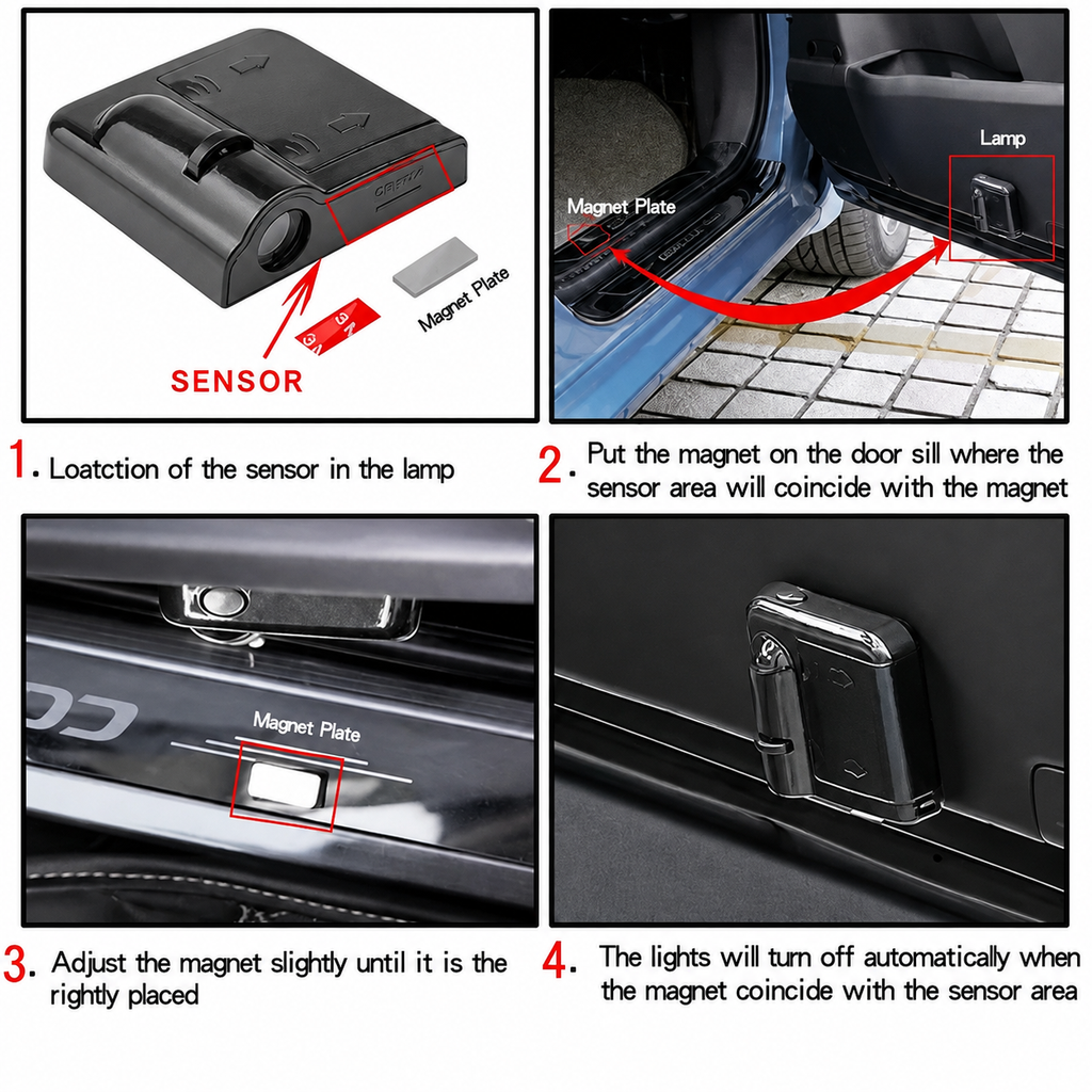 Car Entrance Welcome Door Projector Shadow Wireless Light 2 Pcs Set