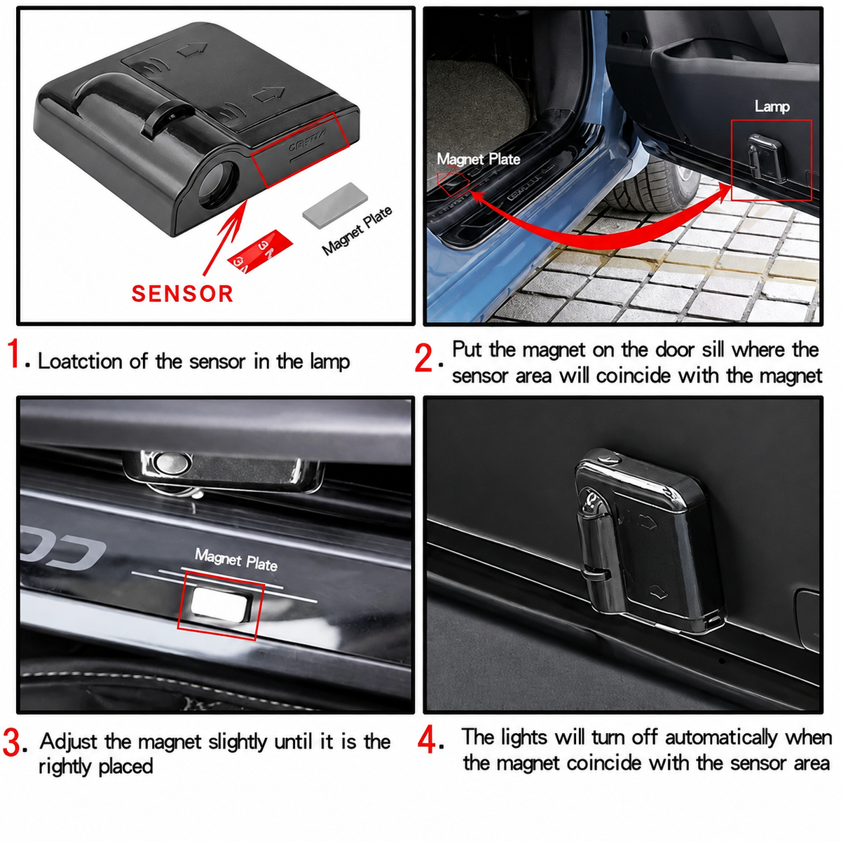 Car Entrance Welcome Door Projector Shadow Wireless Light 2 Pcs Set