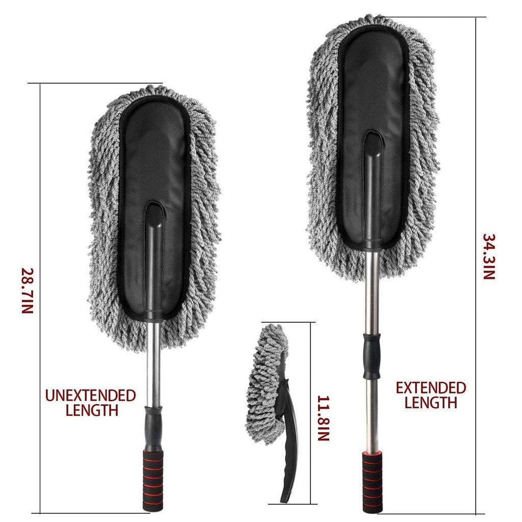 2 Pcs Soft Microfiber Duster with Extendable Handle Exterior Scratch Free Car Cleaning Tool, Car Duster Brush