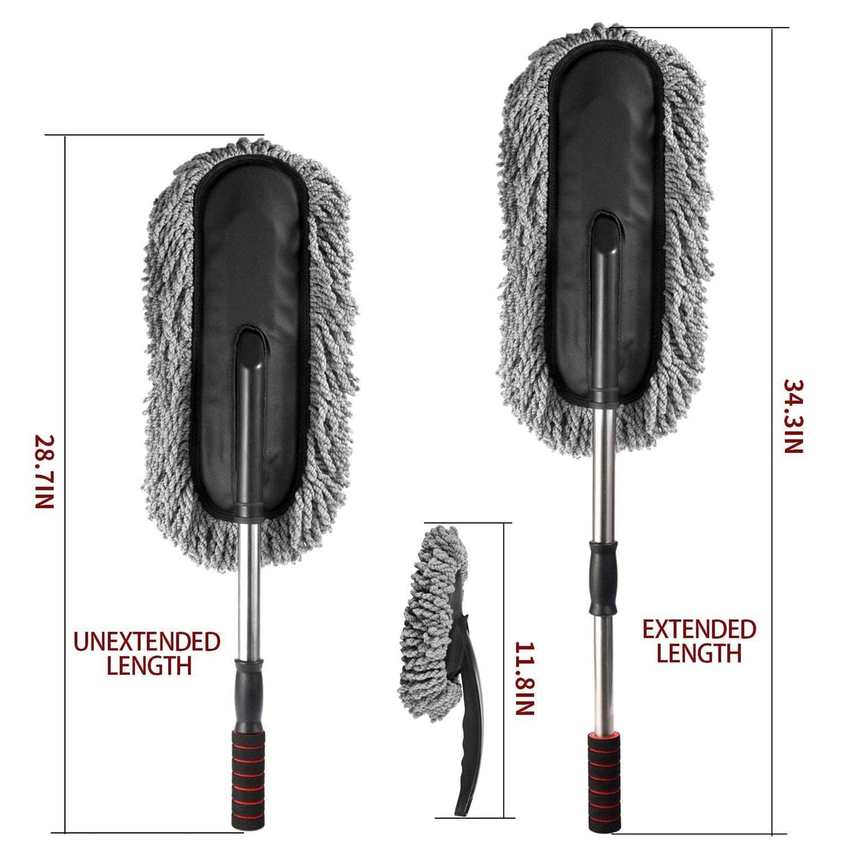 2 Pcs Soft Microfiber Duster with Extendable Handle Exterior Scratch Free Car Cleaning Tool, Car Duster Brush