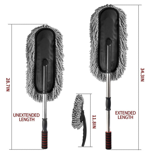 2 Pcs Soft Microfiber Duster with Extendable Handle Exterior Scratch Free Car Cleaning Tool, Car Duster Brush