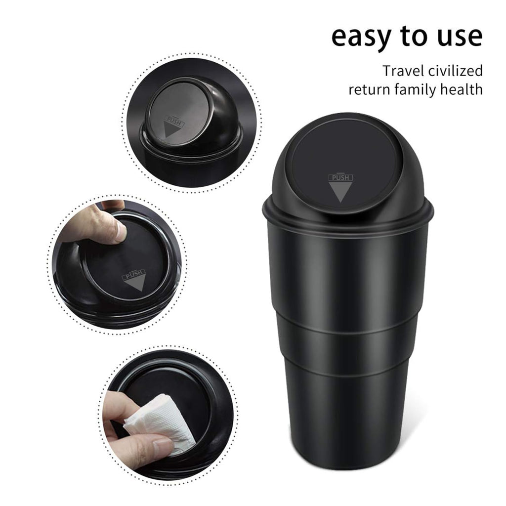 Car Dustbin 2 Pc – Bin for Car, Office, Home & Vehicle – Car Accessories, Portable Garbage Organizer with Lid, Small Trash Box for Table, Desk, Kitchen & Travel (Black)