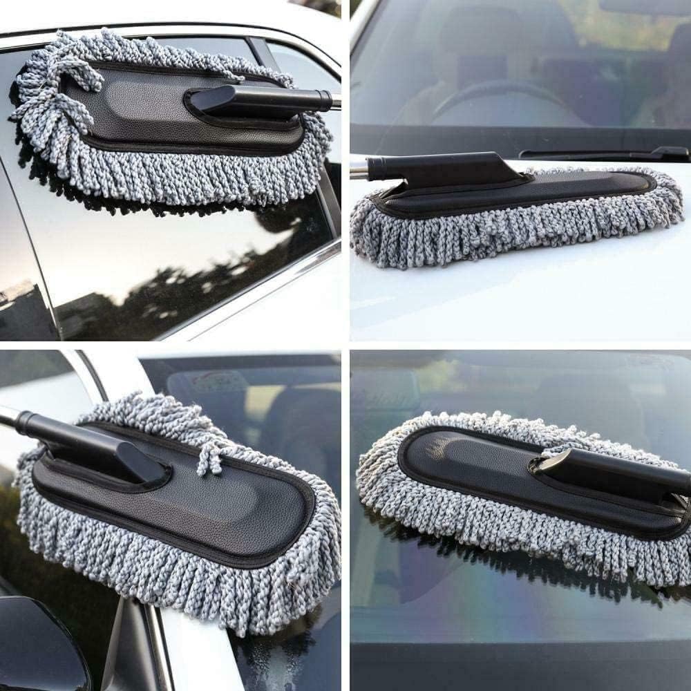 2 Pcs Soft Microfiber Duster with Extendable Handle Exterior Scratch Free Car Cleaning Tool, Car Duster Brush