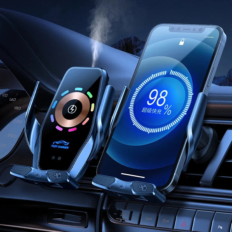 Magnetic Wireless Charging Car Phone Holder – 360° Rotating Air Vent Mount