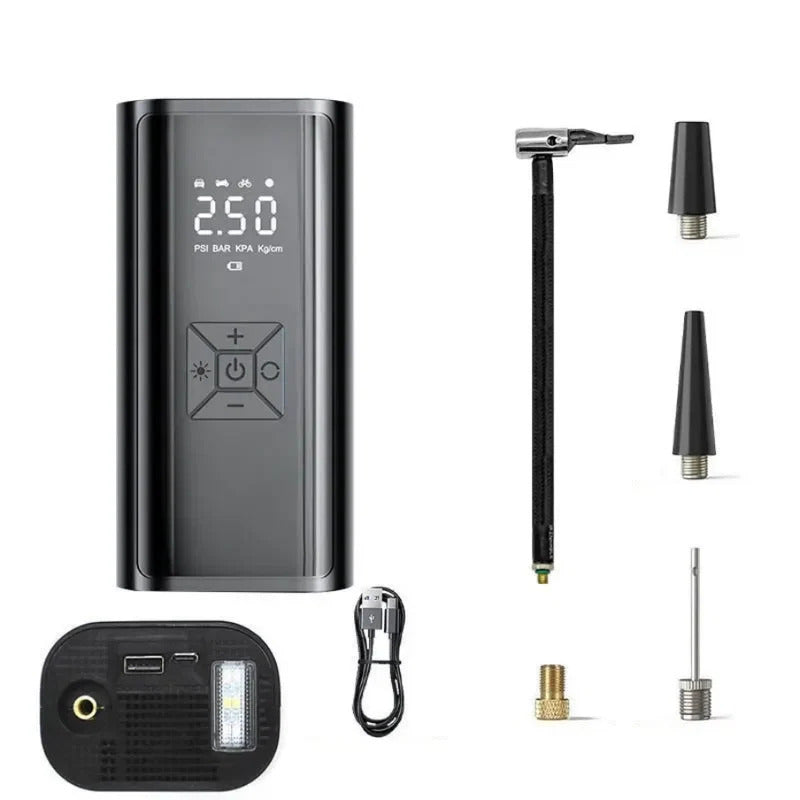 12V Portable Tyre Inflator Air Pump with Power Bank & Flashlight – 3900mAh