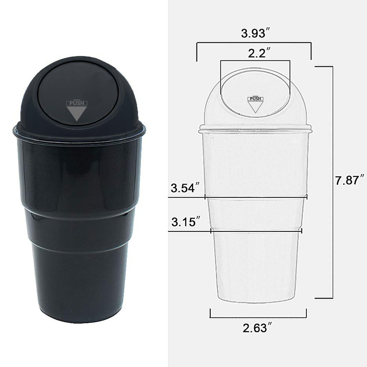 Car Dustbin 2 Pc – Bin for Car, Office, Home & Vehicle – Car Accessories, Portable Garbage Organizer with Lid, Small Trash Box for Table, Desk, Kitchen & Travel (Black)