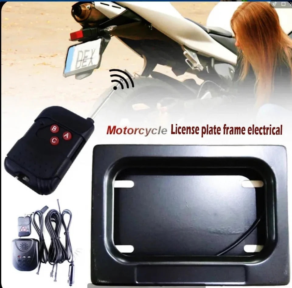 Stealth Motorcycle License Plate Curtain - Remote Control