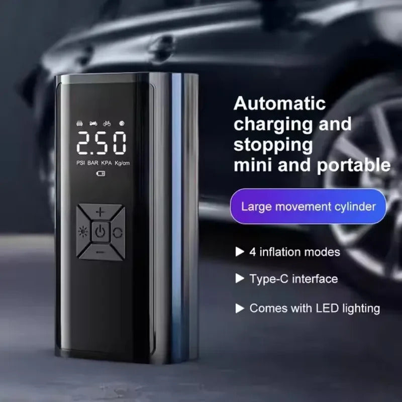 12V Portable Tyre Inflator Air Pump with Power Bank & Flashlight – 3900mAh