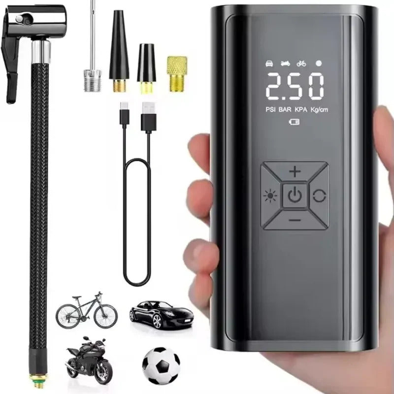 12V Portable Tyre Inflator Air Pump with Power Bank & Flashlight – 3900mAh